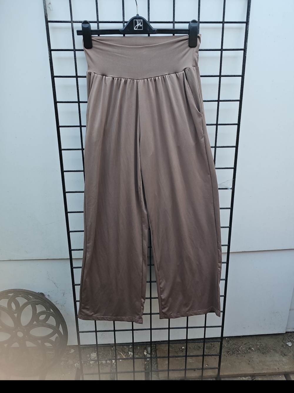 SL Fashions Taupe Wide-Leg Pull-On Flare Pants